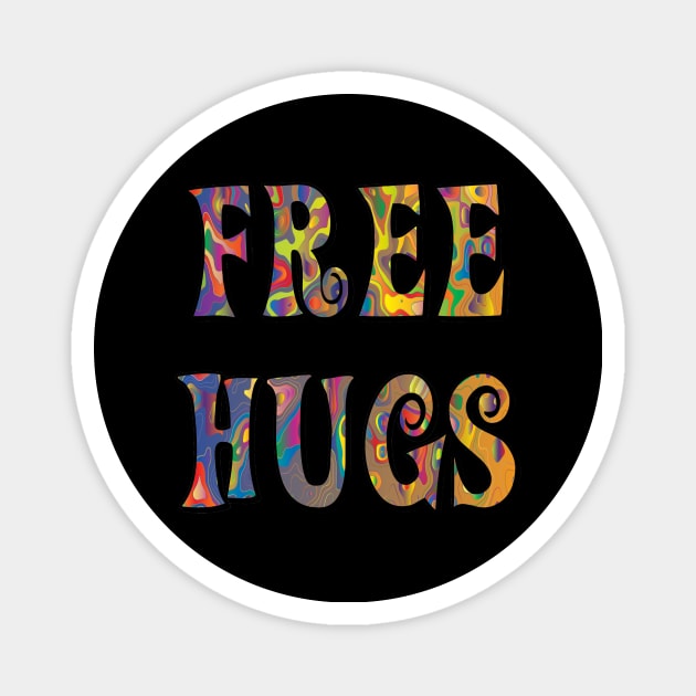 Trippy Hippie Free Hugs Magnet by imphavok